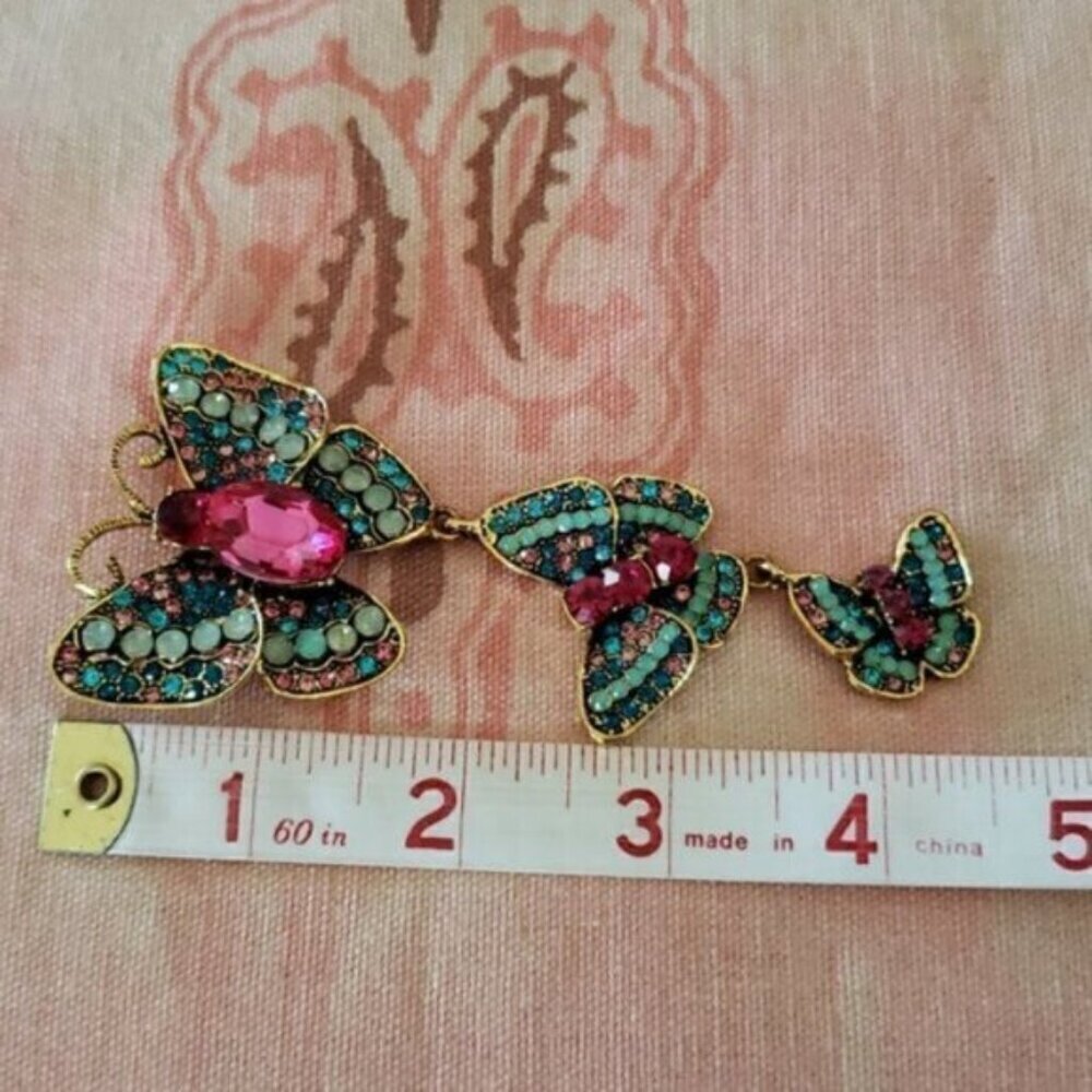 Large Butterfly Corsage Rhinestone Brooch Butterflies Butterfly Pin - Picture 12 of 13